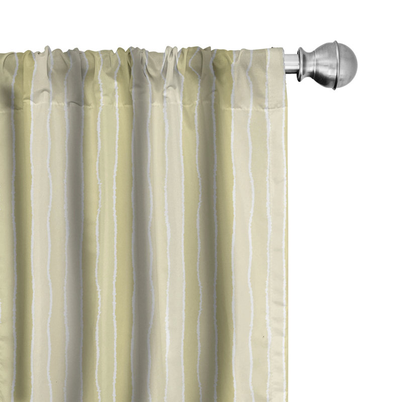 Pinstripe Semi-Sheer Rod Pocket Curtain Panels, 28" x 84", Pale Yellow