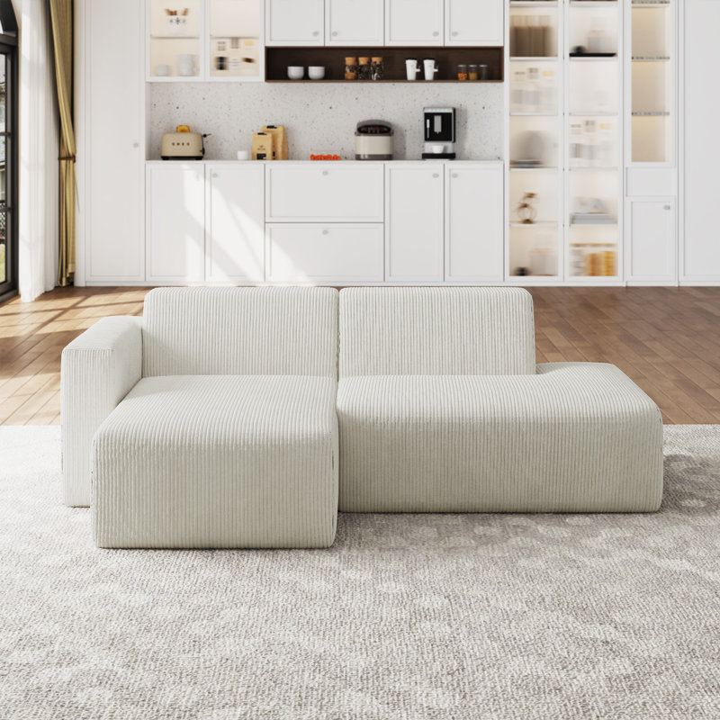 Berlare Modular Corner Sofa, Beige Corduroy, Left Hand Facing