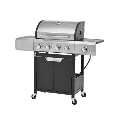 Barbecue au propane Barbecue au gaz en acier inoxydable avec brûleur latéral et barbecue extérieur pour camping