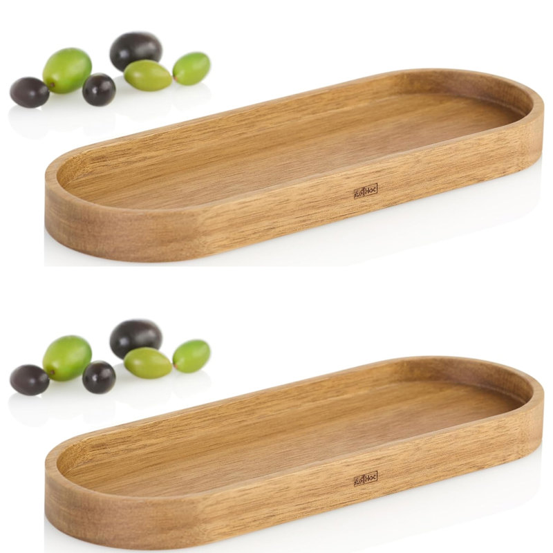 AdHoc Wood Tray, Brown, 3cm H x 32cm L x 9.5cm W