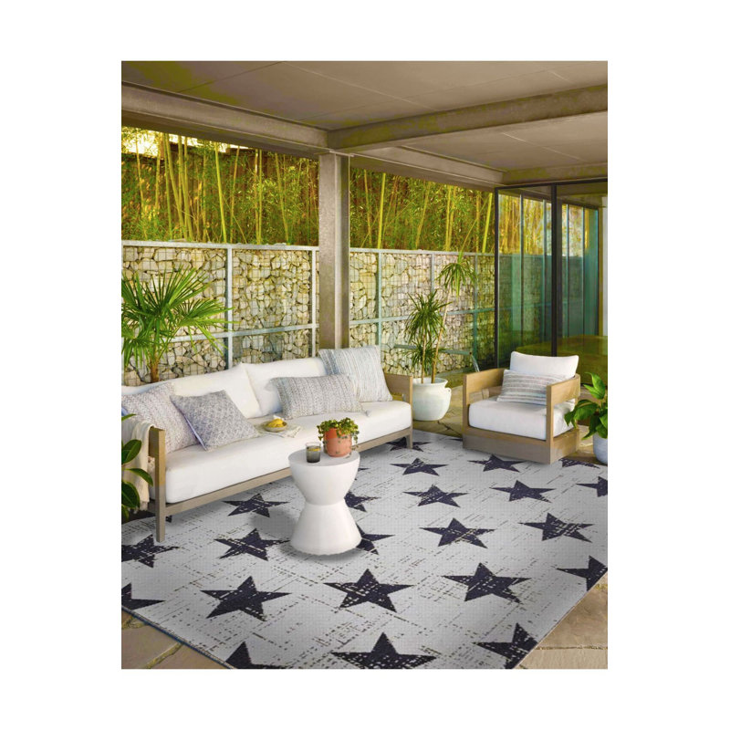 Starry Patterned Woven Base Washable Rug, Runner 3'3" x 6'7" Rug Pad Included
