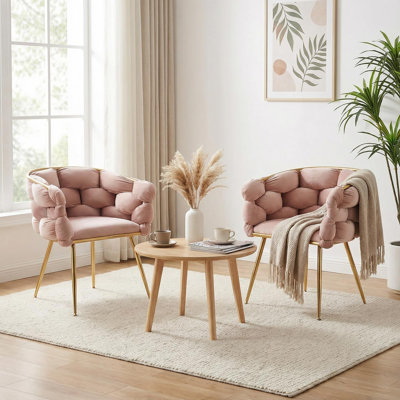 Chaise moderne en velours pour chambre à coucher - rose de 2 décorations, pièces et décorations de salon