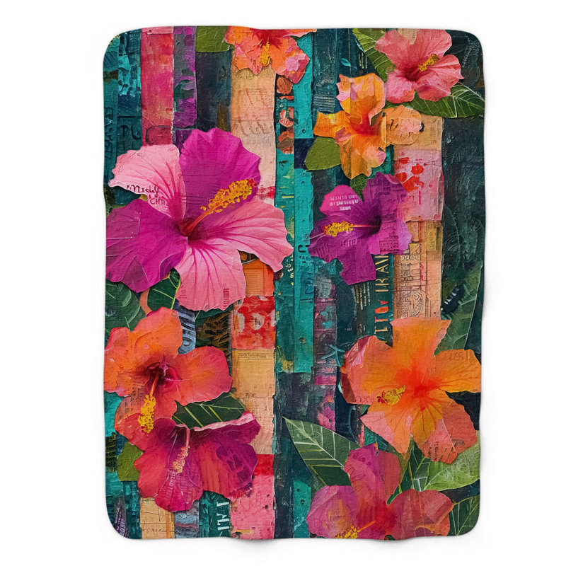 Jeté en sherpa 1 pièce Island Hibiscus, L 50 po x L 60 po