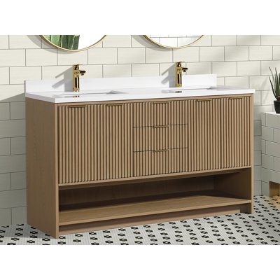 Bortola 55"" Double Bathroom Vanity -  Wade Logan®, 58305017446941BE92F83CE04A3756A4