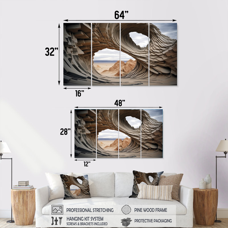 Art mural surréalisme surréalisme, "Space Canyon I", H 32 po x l 64 po