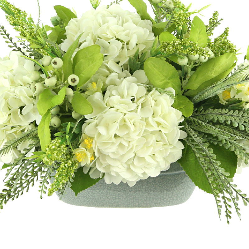Mixed Hydrangea, Berry And Fern Arrangement