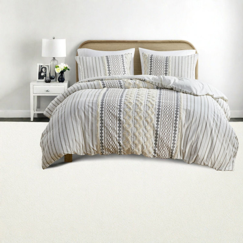 Ensembles de literie confortables en coton, housse de couette multicolore avec chenille, pour un usage domestique