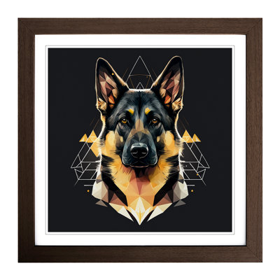 German Shepherd Geometric - Framed Print