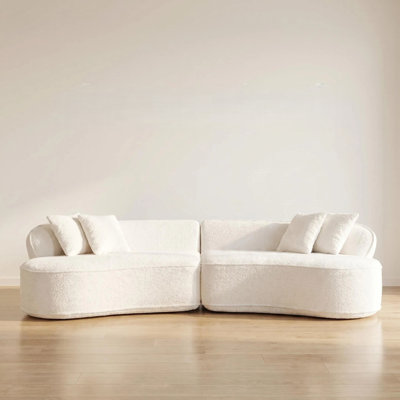 Canapé modulaire courbé 114 po 114 po, ensemble à compression 2 pièces, aucun assemblage requis, canapé moelleux moderne avec 4 coussins pour le salon, 3 couleurs en option