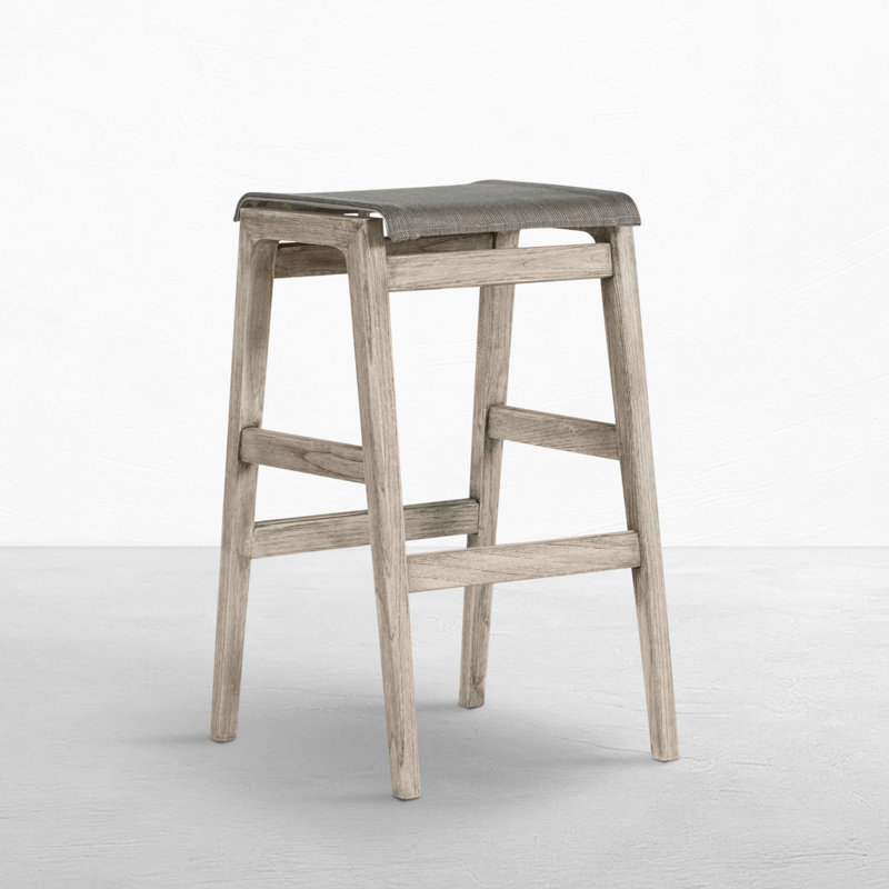 Coast Patio Bar Stool, Oyster Teak Frame/Gray Sling
