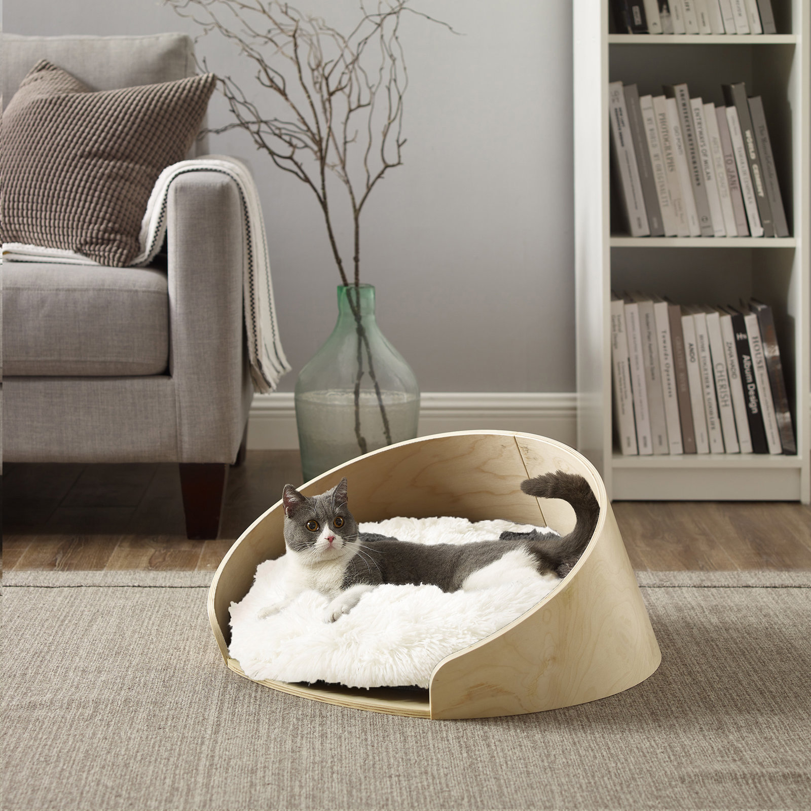 Kuai Round Cat Bed, Light Brown