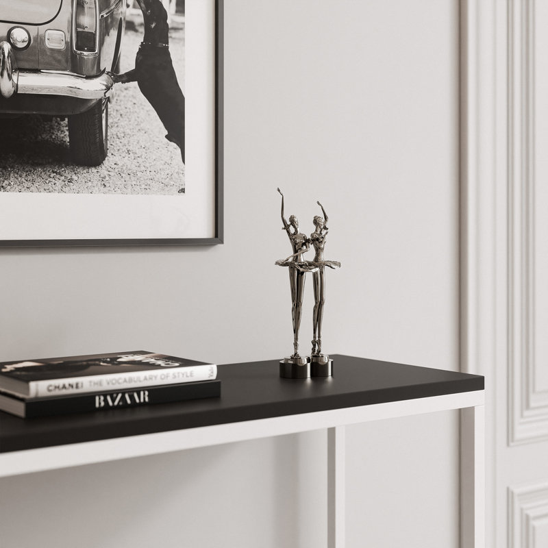 Stainless Steel Top Console Table, 90cm H x 80cm W x 30cm D, white / black, white, black