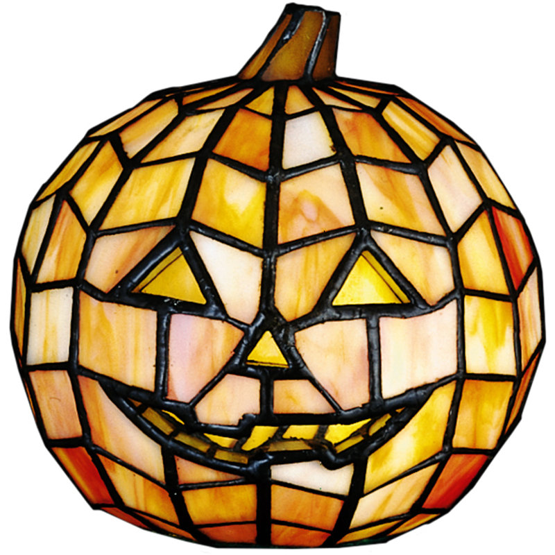 Jack O'Lantern Tiffany Glass Accent Table Lamp