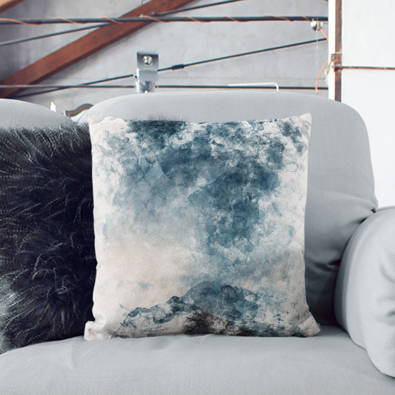 Cloud Touching the Mountains Cushion with Filling, Black, 40cm H x 40cm W x 15cm D