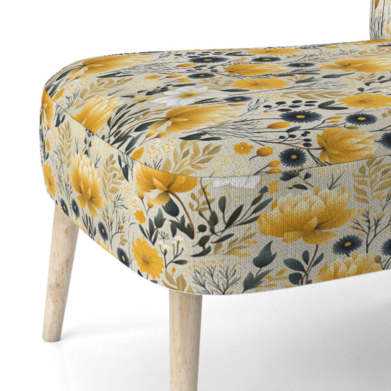Retro Floral Revival Botanical Pattern II - Upholstered Bohemian & Eclectic Accent Side Chair