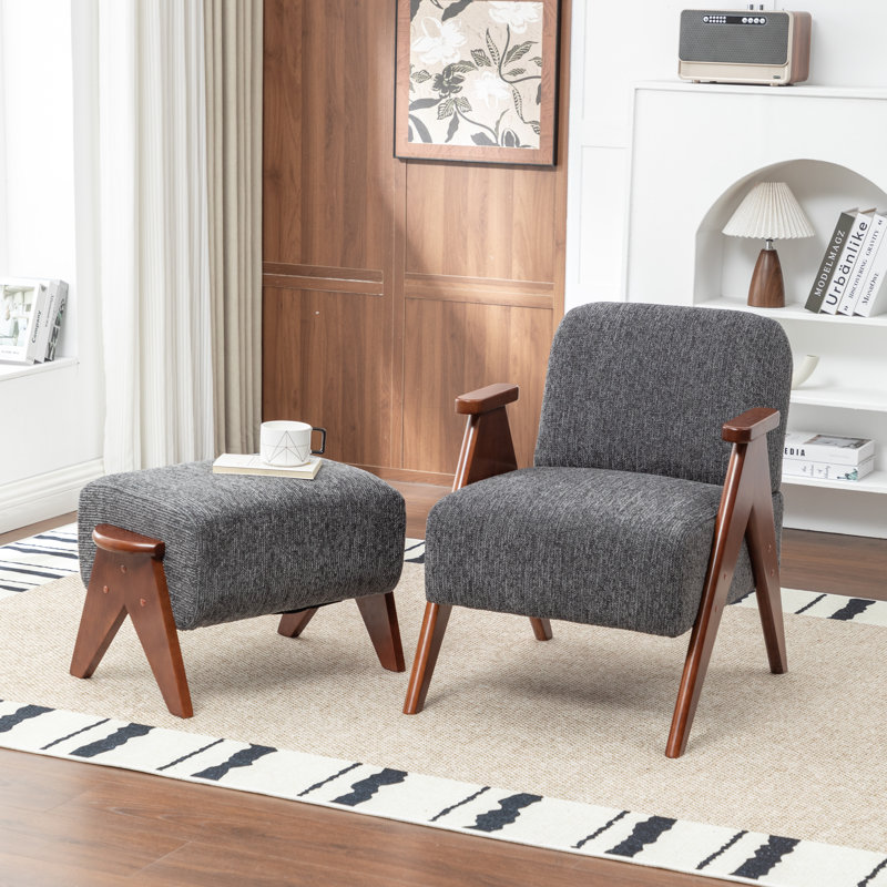 Fauteuil avec repose-pieds Bula, Gris foncé