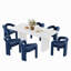 Ensemble de table de salle à manger à double piédestal en marbre blanc-1809666418-1809666423