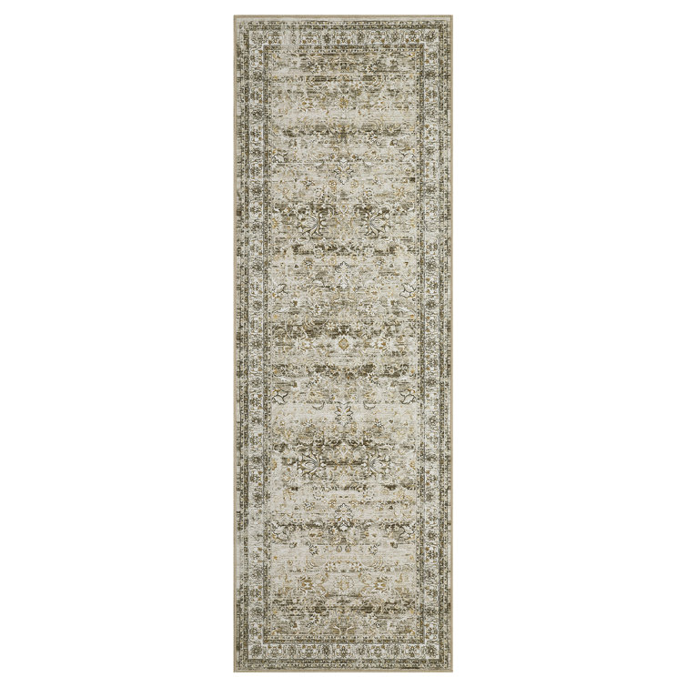 Oriental Machine Washable Rug for Living Room Bedroom Vintage Non-Slip Low Pile Rubber Backing Area Rug for Playroom Office Kitchen Dining Room Dorm and Bedside Decor