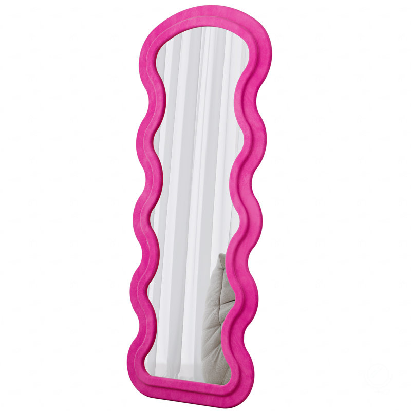 Full Length Wave Rose Floor Mirror  For Bedroom Living Room Hanging Or Against The Wall, Rose
