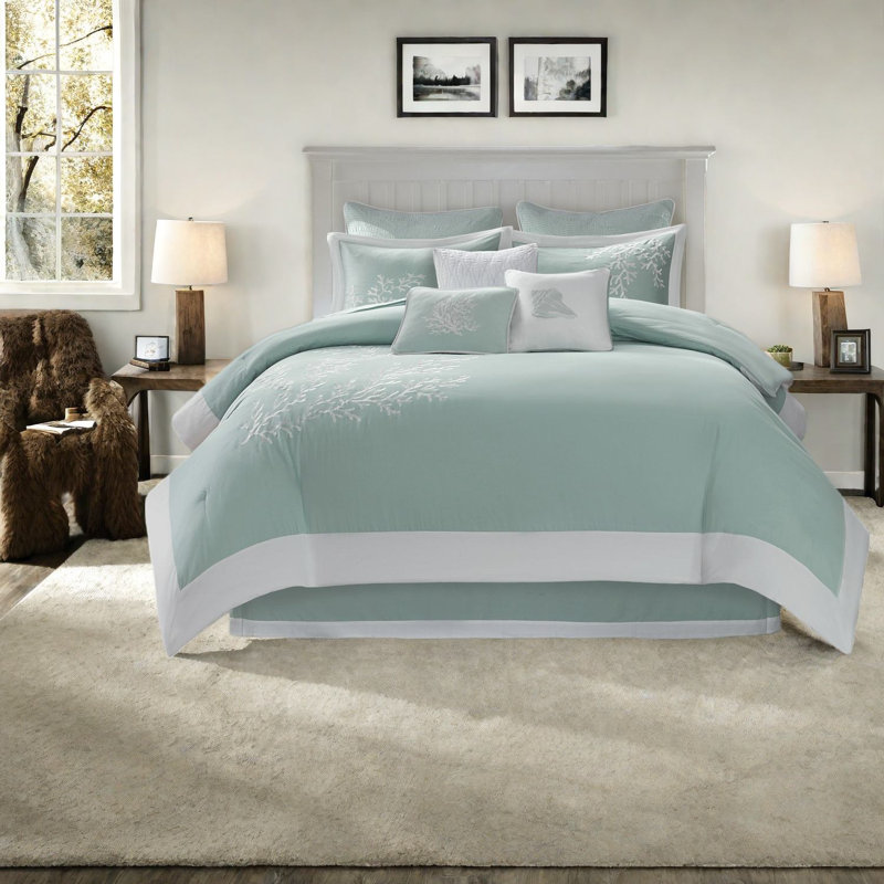 Ensemble de literie luxueuse surdimensionnée en coton avec motif corail pour maison moderne