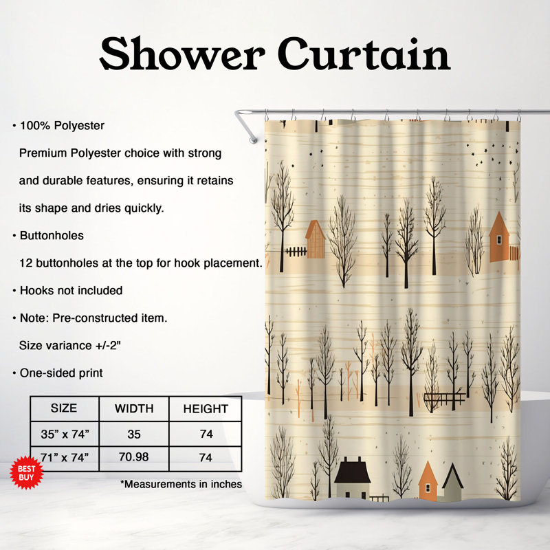 Rideau de douche de style rustique de qualité supérieure, H 74 po x l 71 po
