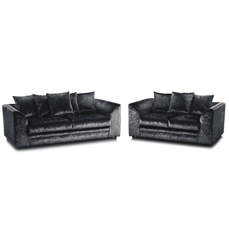 Dinah Velvet Living Room Set, Black