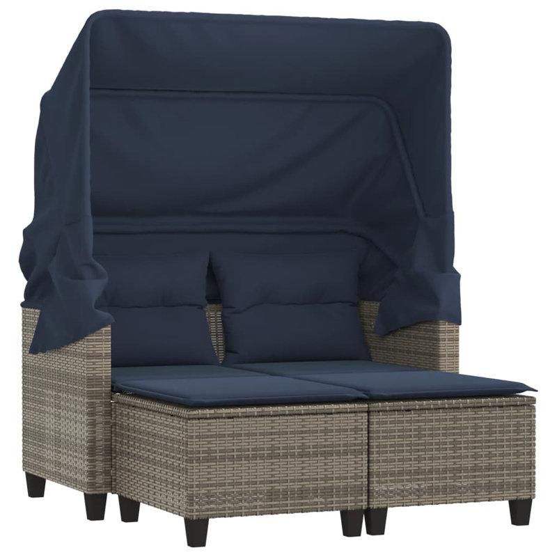48.4'' Wide Rectangle Patio Sofa with Cushions, Navy Blue/Gray