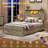 Farmhouse Bed Frame With 2 Storage Drawers, Wooden Platform Bed With Led Lights And Charging Station, Rustic Headboard With Sliding Barn Door Storage Cabinets-1825556314-1842327500