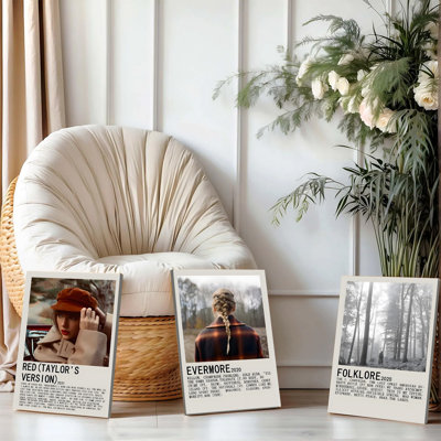 3PCS Wall Arts Posters Framed, Taylor Swift Album Cover Art Prints Set of 3 Red Taylors Version Evermore Folklore 2020 2021 Music Poster Wall Decor for Bedroom Living Room Fans Gift High Quality Canvas