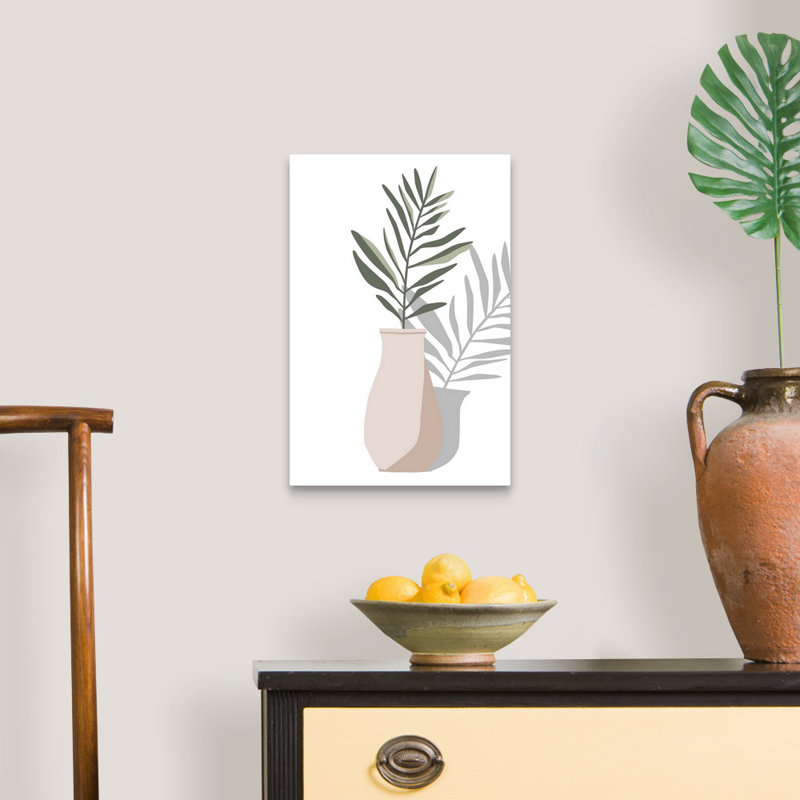 Vase et tige II, art mural, Toile tendue, H 18 po x l 12 po