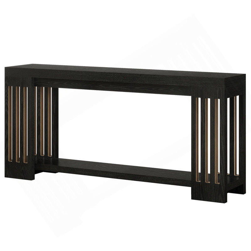 Console, table d'appoint à 2 niveaux, canapé