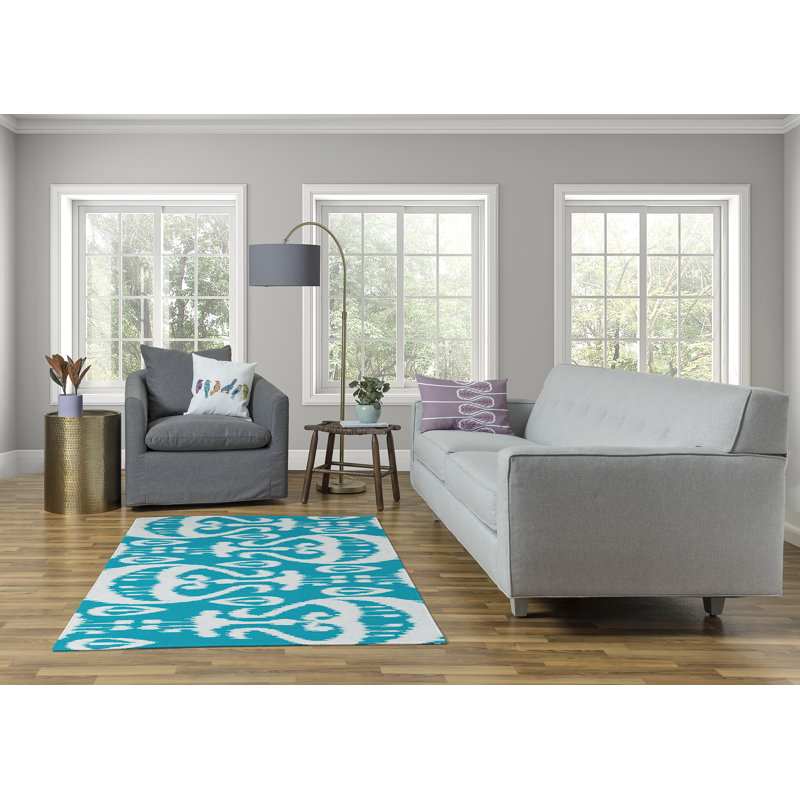 129_ Tapis en chenille doux ikat, Rectangle 4 pi x 6 pi