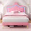 Upholstered Bed With Led Adjustable Crown Shape Headboard-1217144605-1227393536