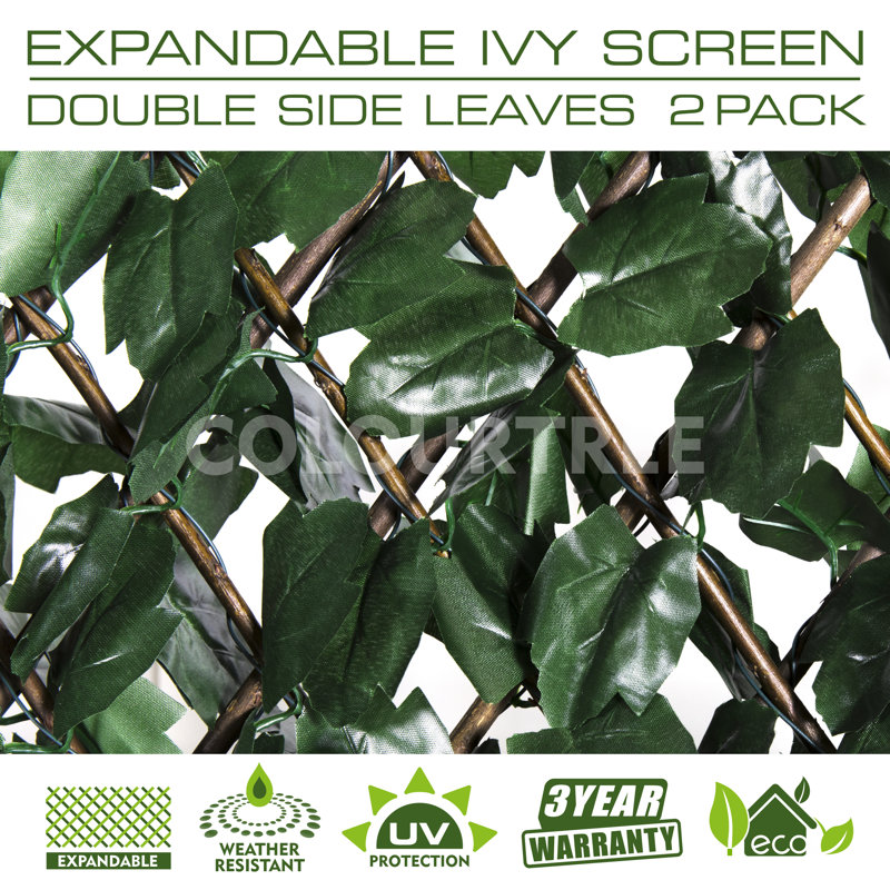 Double-Sided Expandable Ivy Leaf Trellis Privacy Fence 2-Pack