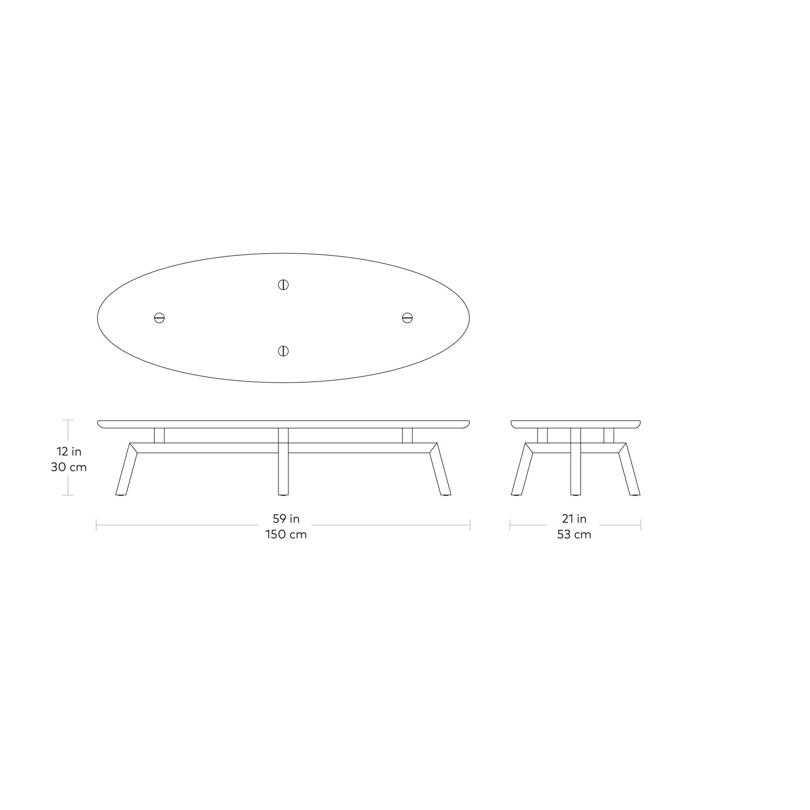 Solana 59" Walnut Coffee Table, Ash Natural