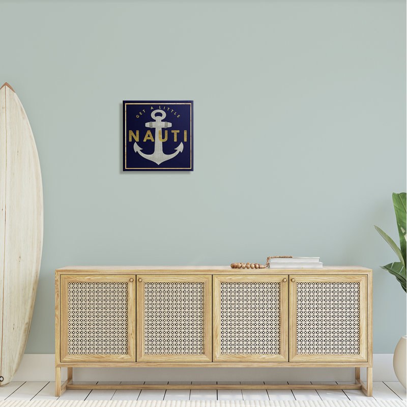 «Get Nauti Witty Nautical Anchor Expression», art mural surdimensionné par Graffitee, H 17 po x l 17 po x P 1,5 po
