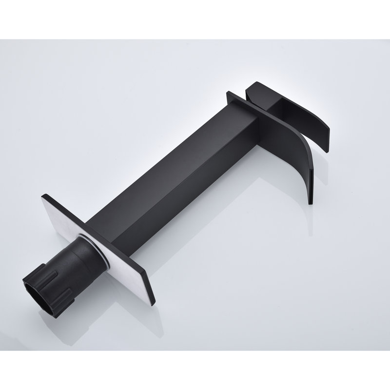 Single Handle Vanity Sink Faucet With Waterfall Spout In Matte Black, Composed Of Stainless Steel For A Bathroom Fixture Black Spout, Feature, Produced
