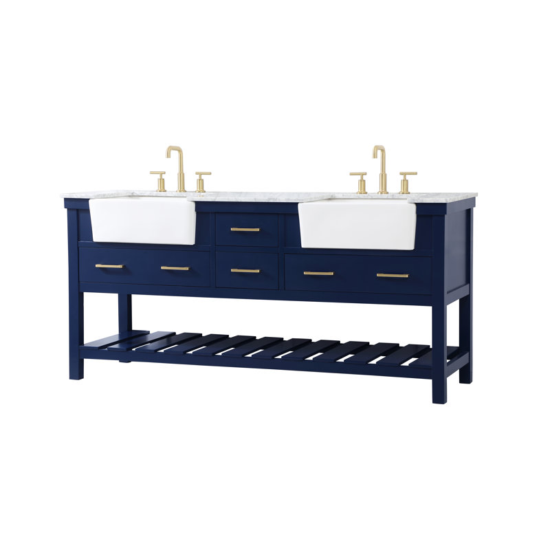 Meuble-lavabo double 72 po Pelaghia, Bleu