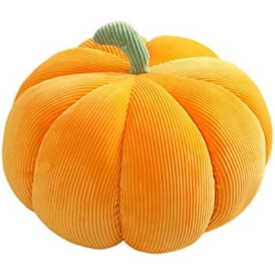 Pumpkin Plush Floor Pillow - Decorative Cushion For Home Decor, Halloween Party Favors (13'', Orange)