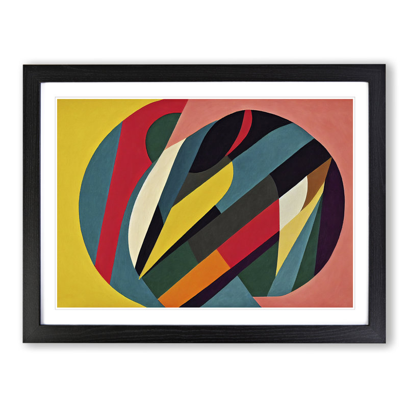 Fab Modern Abstract 1 Piece Single Picture Frame Wall Art, 46cm H x 64cm W x 2cm D, Black Framed