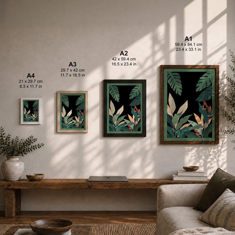 Figure Among Palms Boho - Framed Print, Unframed, A3 - 42.0 x 29.7 cm