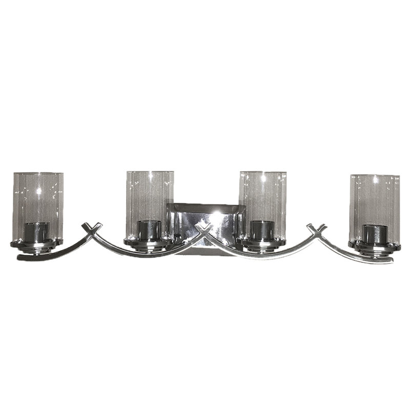 4 Light Vanity Lighting In Chrome, Clear