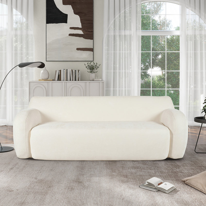 Canapé à compression 81,5 pouces avec design courbé, confort 3 places pour les salons et les chambres