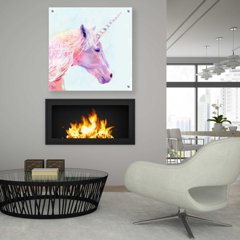 «Mystic Unicorn I» par Victoria Borges, art mural en verre acrylique, H 36 po x l 36 po x P 0,2 po