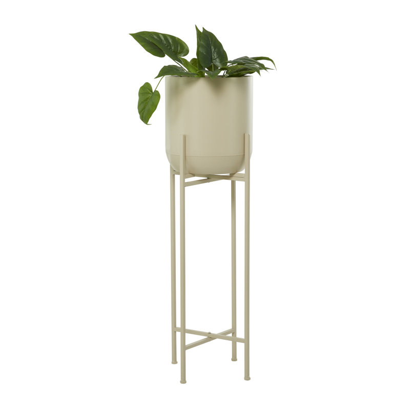 Pot à fleurs moderne en métal, Beige, H 41,5 po x l 13 po x P 13 po