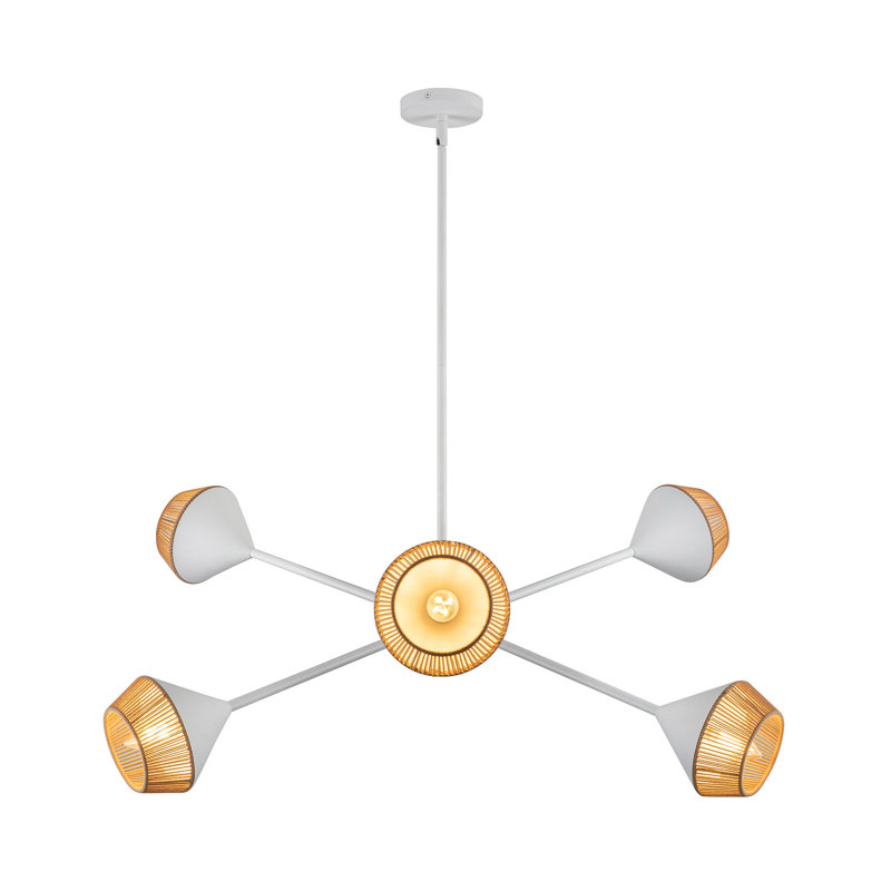 Lustre sphérique spoutnik à 6 lumières Keaz, Blanc mat