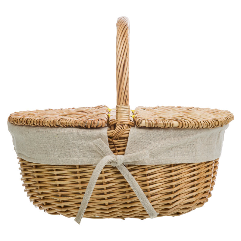 Wicker Picnic Basket, 31cm H x 35cm W x 25cm D