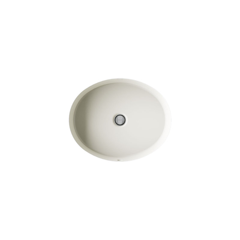 Verticyl Ceramic Oval Undermount Bathroom Sink with Overflow, Biscuit