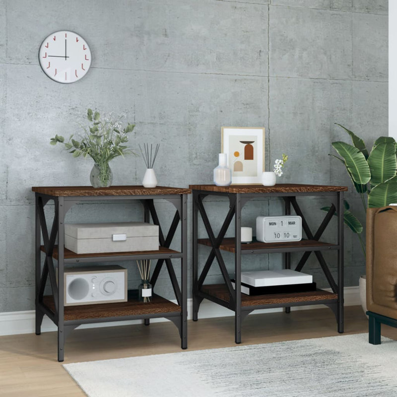 Dimitrios Side Table Set, Brown, Brown/Black