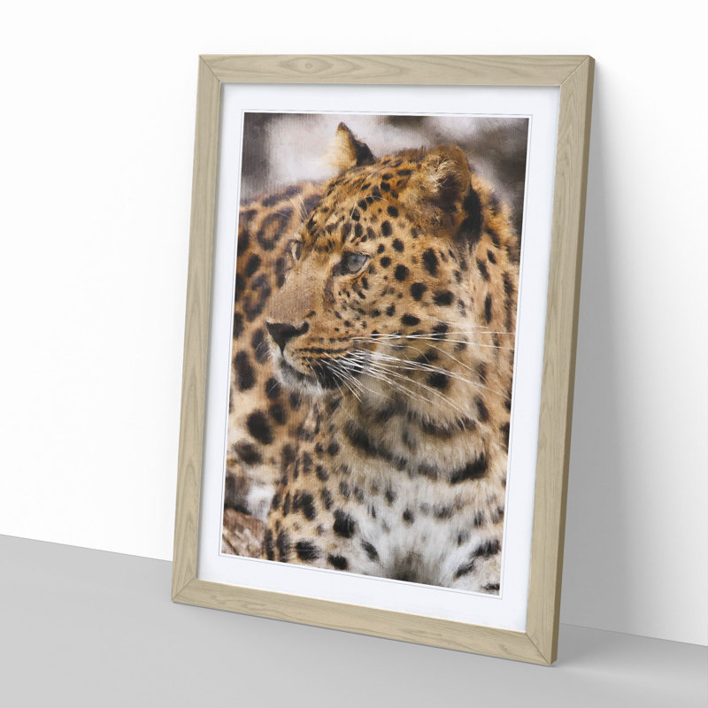 Leopard Vol.1 - Picture Frame Painting, Oak Framed, 65cm H x 48cm W x 2cm D